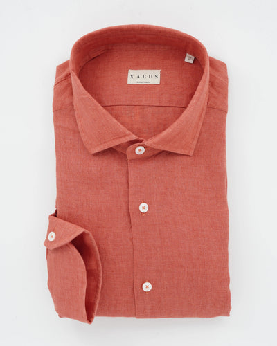 Xacus Shirt Pure Linen Regular Fit Soft Orange
