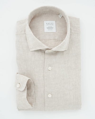 Xacus Shirt Pure Linen Slim Fit Light Beige