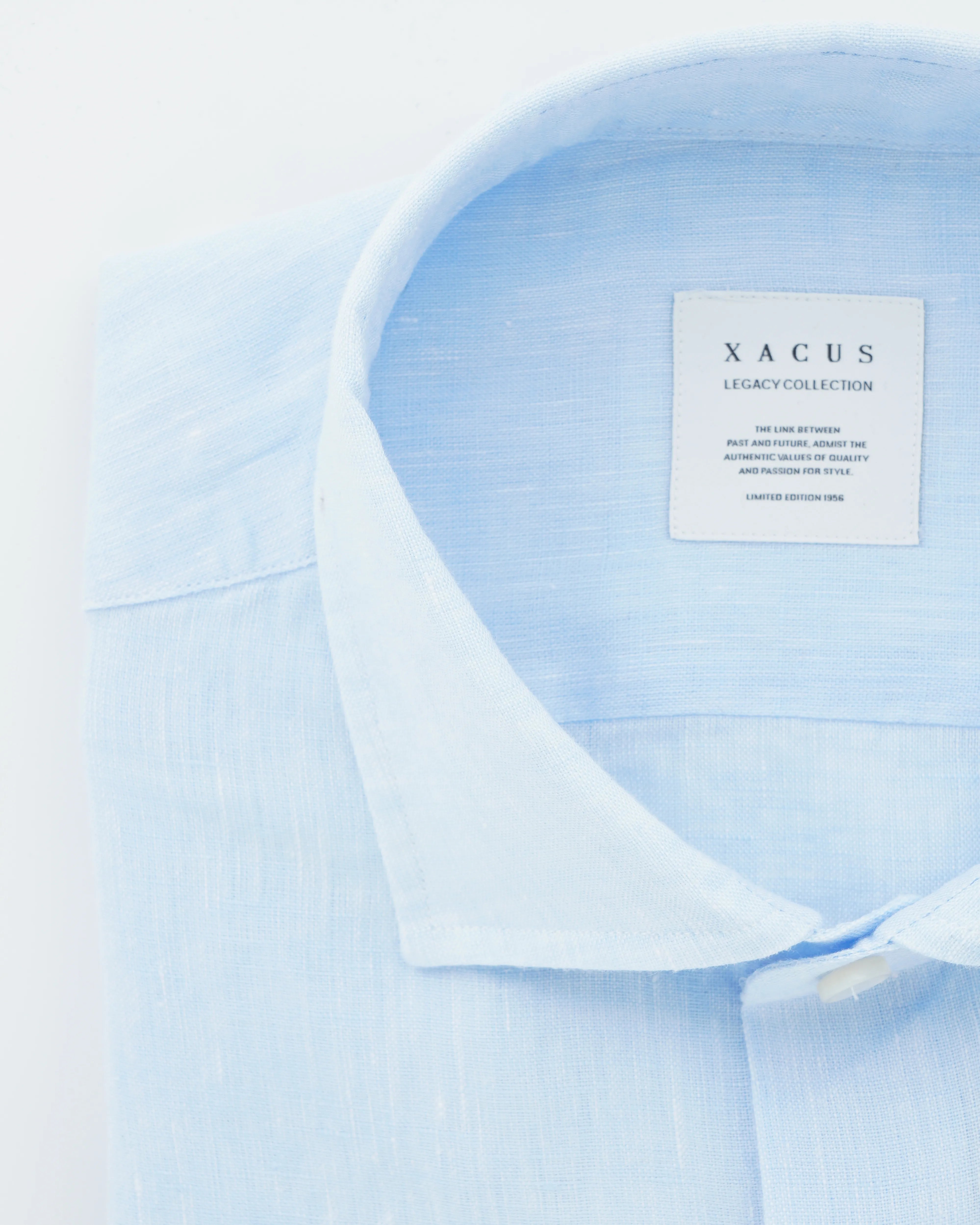 Xacus Shirt Pure Linen Slim Fit Light Blue