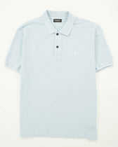 Dondup Polo Shirt Garment Dyed Pure Cotton Light Blue