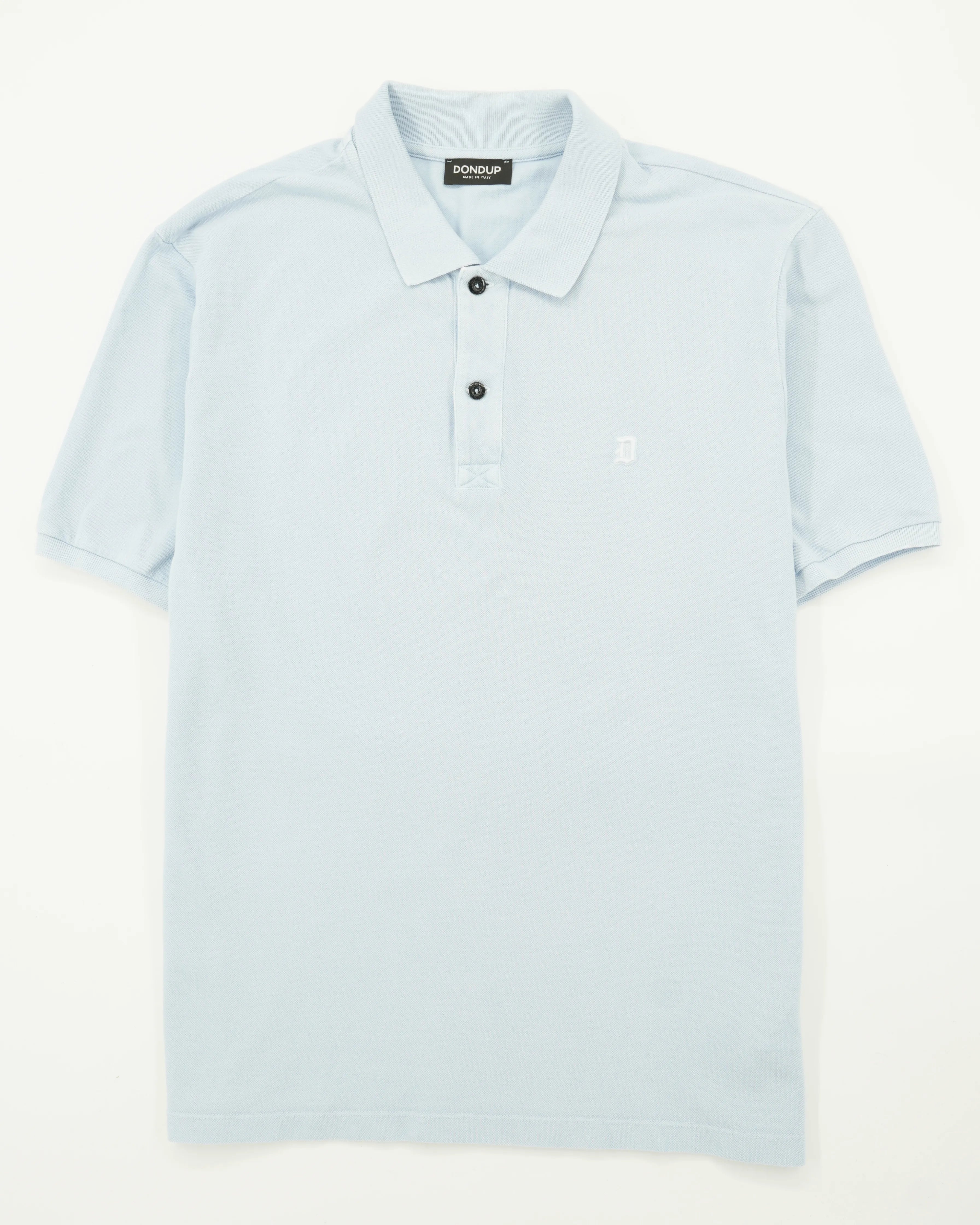 Dondup Polo Shirt Garment Dyed Pure Cotton Light Blue
