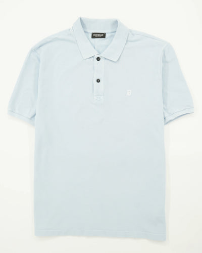 Dondup Polo Shirt Garment Dyed Pure Cotton Light Blue