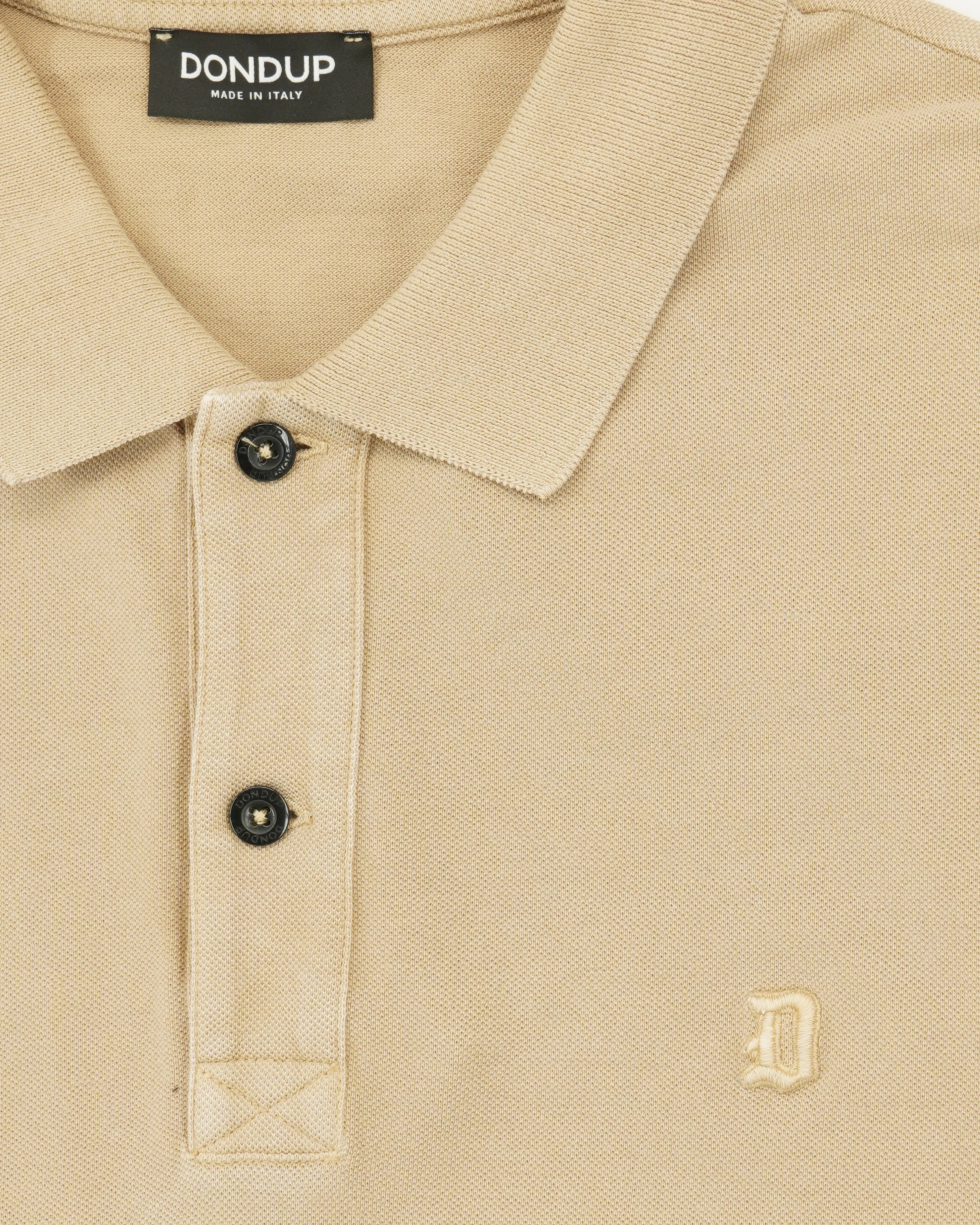 Polo Shirt Garment Dyed Pure Cotton Beige