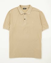Polo Shirt Garment Dyed Pure Cotton Beige