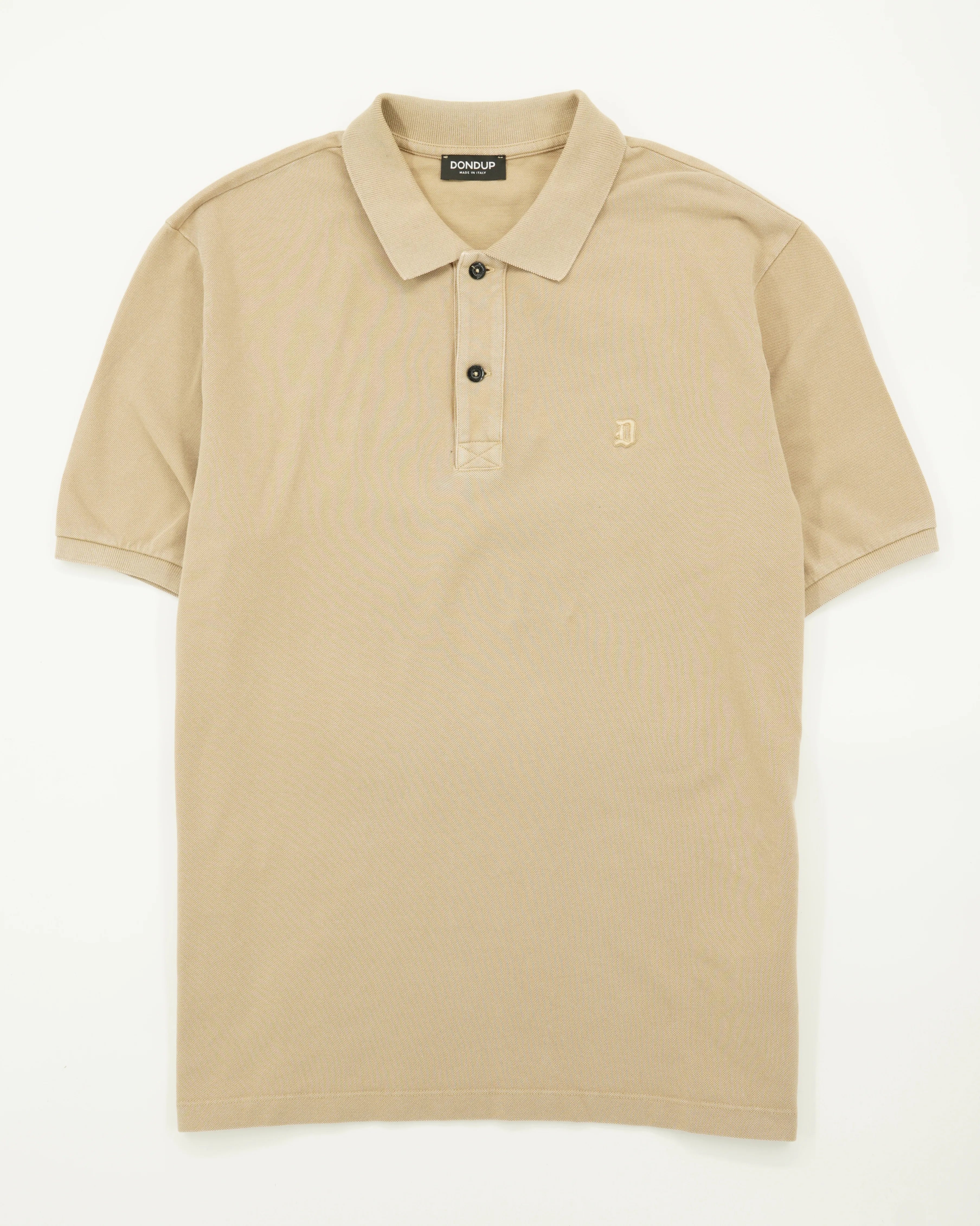 Polo Shirt Garment Dyed Pure Cotton Beige